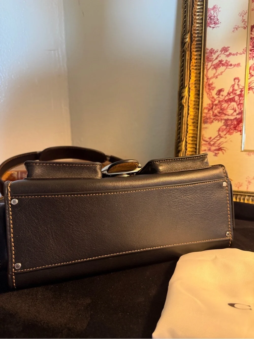 Coach Black Leather Crossbody Bag with Silver Hardware